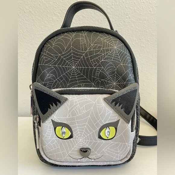 Betsey Johnson Handbags - RARE Betsey Johnson Vampire Cat Spider web print Mini Backpack purse bag NWT